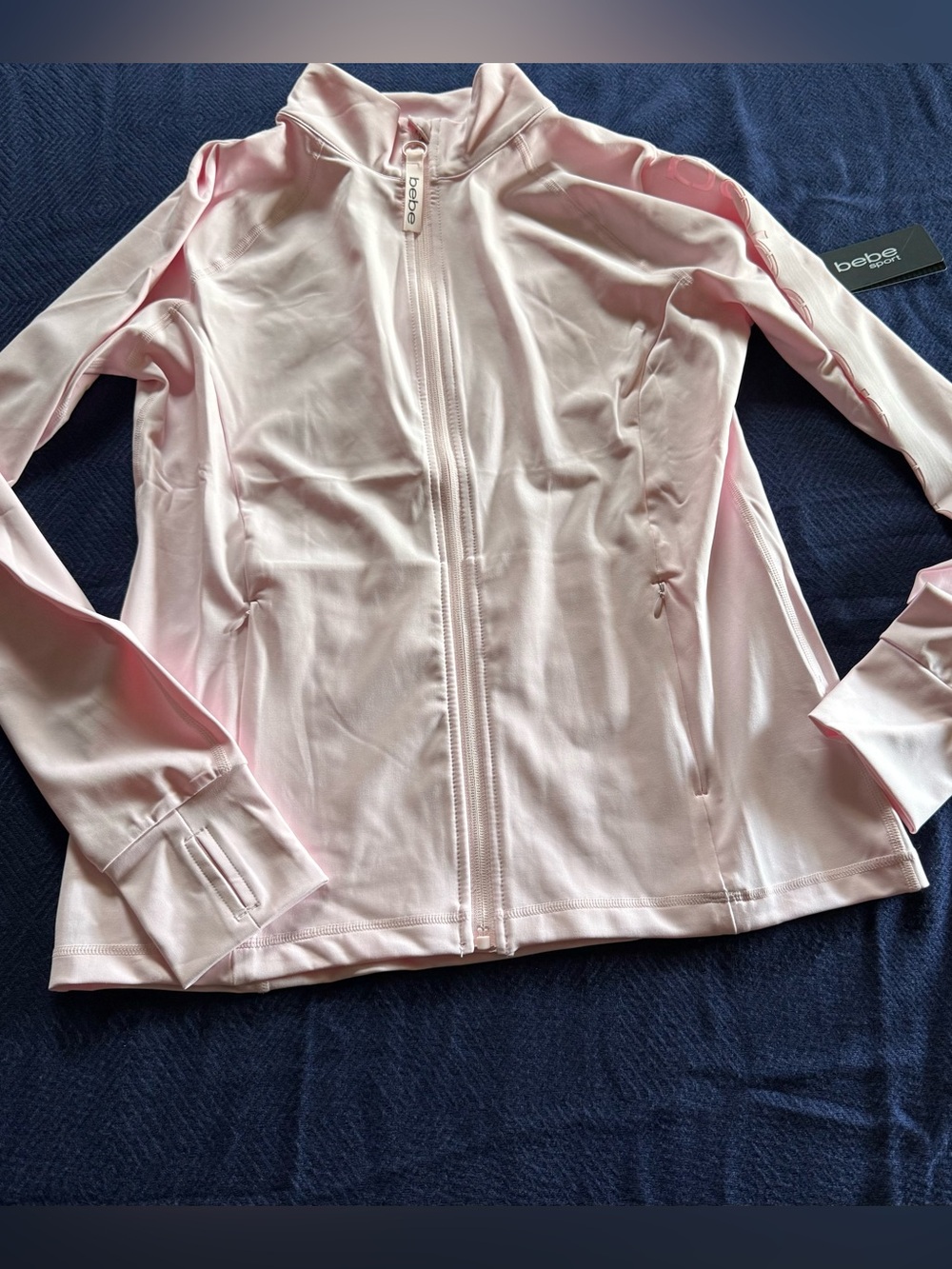 BEBE SPORT PINK PARFAIT LASER CUT JACKET GYM WORKOUT M
